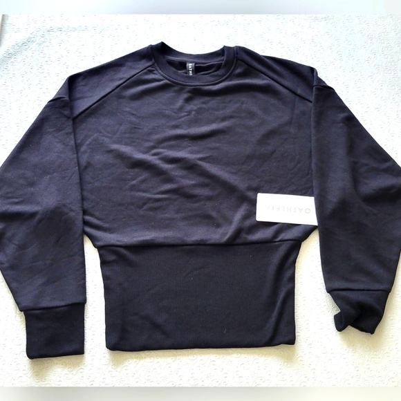 Athleta Black Potrero Long Sleeve Crewneck Sweatshirt Size Women's XS Nwt. - Picture 3 of 7